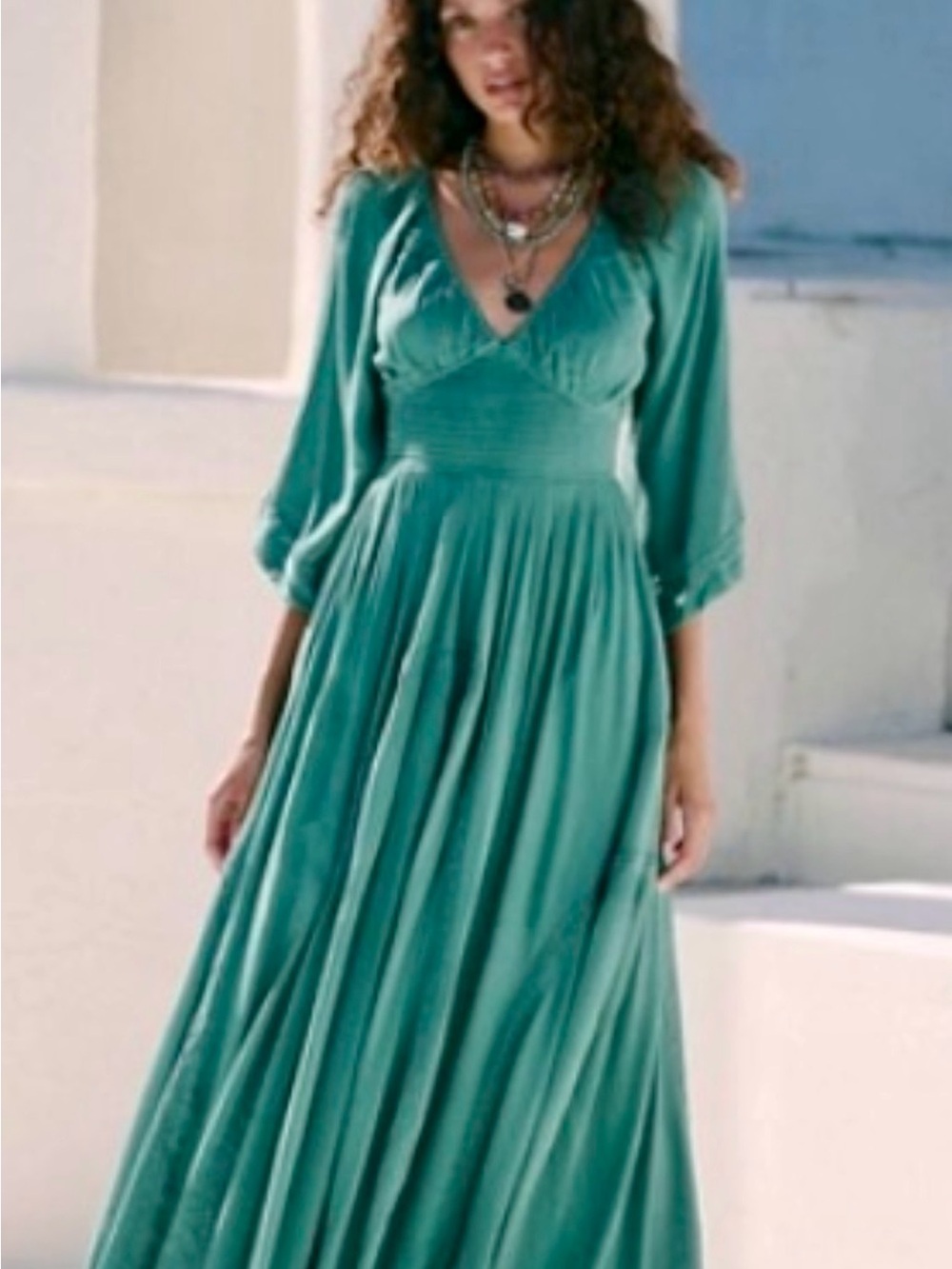 NWT Free People Dixie Maxi Dress Frosty Spruce Color Size Large